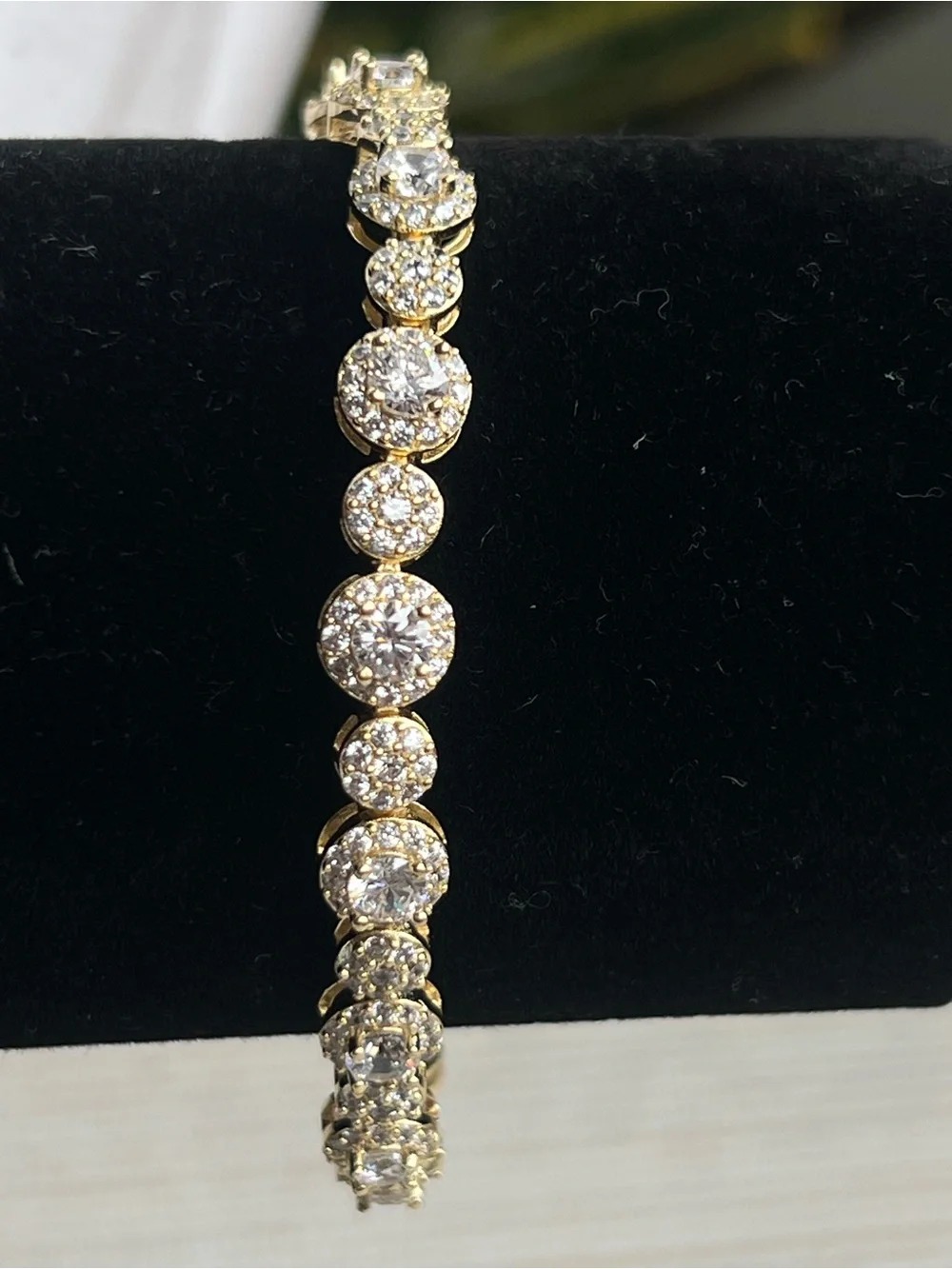 Gold Round cz  circular Station Bracelet
